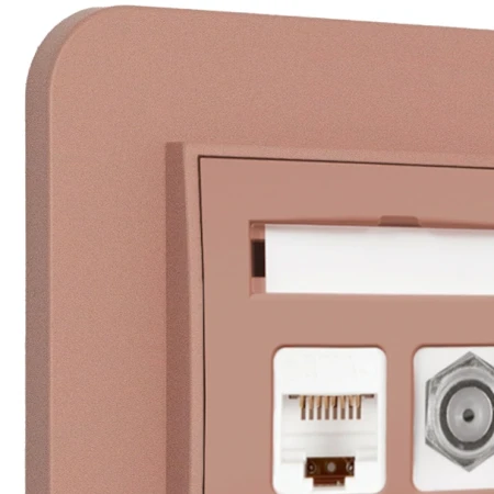 Gniazdo rj45/antenowe z ramką zaokrągloną seria MINI kolor łososiowy