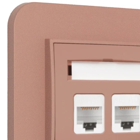 Gniazdo internetowe rj45 2x z ramką zaokrągloną seria MINI kolor łososiowy