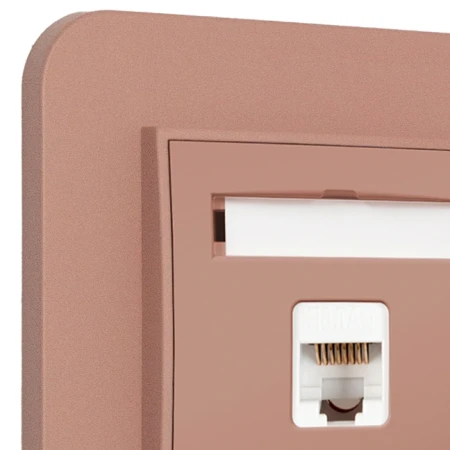 Gniazdo internetowe rj45 1x z ramką zaokrągloną seria MINI kolor łososiowy