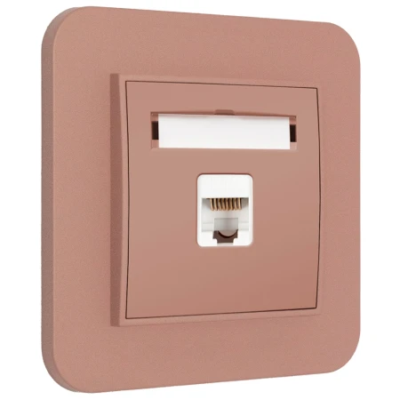 Gniazdo internetowe rj45 1x z ramką zaokrągloną seria MINI kolor łososiowy