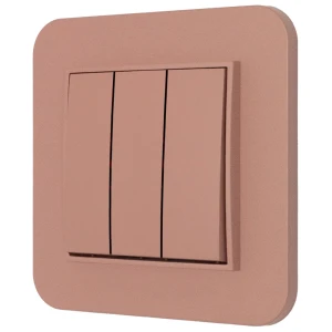 Włącznik potrójny z ramką zaokrągloną seria MINI kolor łososiowy