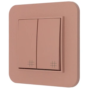 Włącznik krzyżowy podwójny z ramką zaokrągloną seria MINI kolor łososiowy