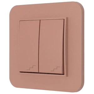 Włącznik schodowy podwójny z ramką zaokrągloną seria MINI kolor łososiowy