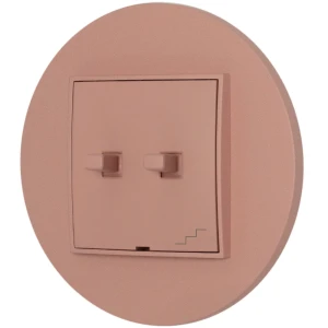 Włącznik schodowy podwójny w stylu USA ramka okrągła seria Mini kolor łososiowy