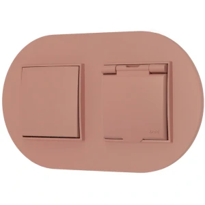 Włącznik pojedynczy z gniazdem hermetycznym z ramką okrągłą seria MINI kolor łososiowy