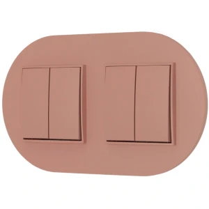 Dwa włączniki podwójne z ramką okrągłą seria MINI kolor łososiowy