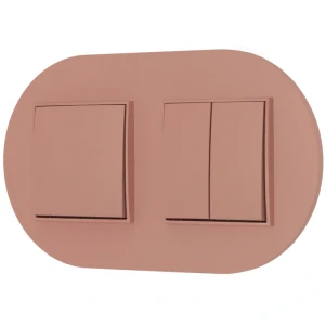Dwa włączniki pojedynczy i podwójny z ramką okrągłą seria MINI kolor łososiowy