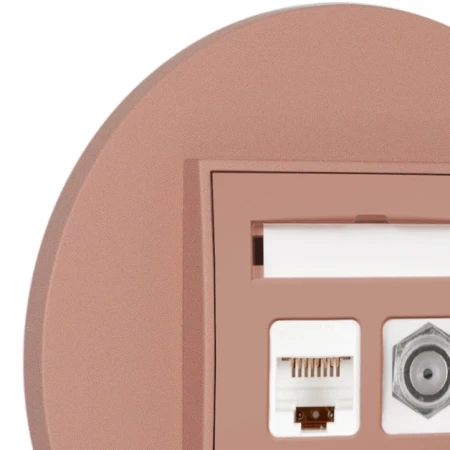 Gniazdo rj45/antenowe z ramką okrągłą seria MINI kolor łososiowy