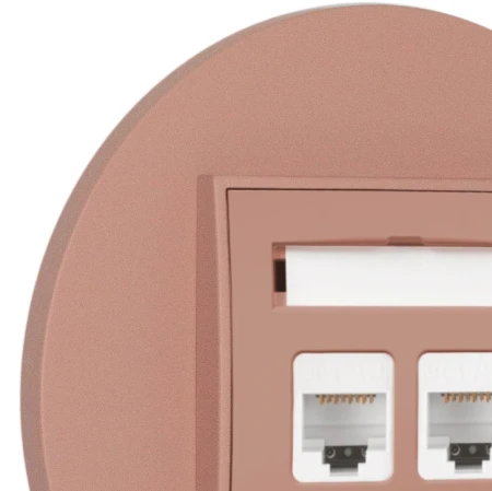 Gniazdo internetowe rj45 2x z ramką okrągłą seria MINI kolor łososiowy