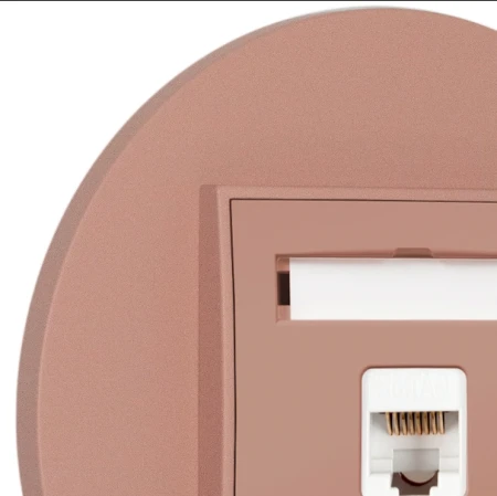 Gniazdo internetowe rj45 1x z ramką okrągłą seria MINI kolor łososiowy