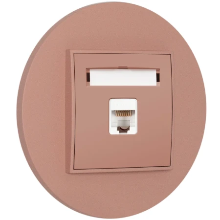 Gniazdo internetowe rj45 1x z ramką okrągłą seria MINI kolor łososiowy