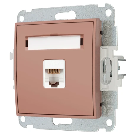 Gniazdo internetowe rj45 1x z ramką okrągłą seria MINI kolor łososiowy