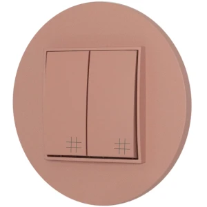 Włącznik krzyżowy podwójny z ramką okrągłą seria MINI kolor łososiowy