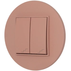 Włącznik schodowy podwójny z ramką okrągłą seria MINI kolor łososiowy