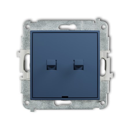 Karlik Seria Mini Mechanizm łącznika jednobiegunowego ze schodowym w stylu amerykańskim (dwa klawisze bez piktogramów,wspólne zasilanie) kolor navy blue symbol 64MWPUS-10.11