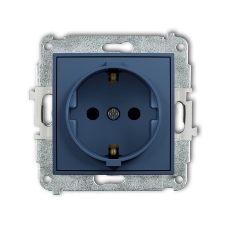Karlik Seria Mini Mechanizm gniazda pojedynczego z uziemieniem SCHUKO 2P+Z (przesłony torów prądowych) kolor navy blue symbol 64MGP-1sp