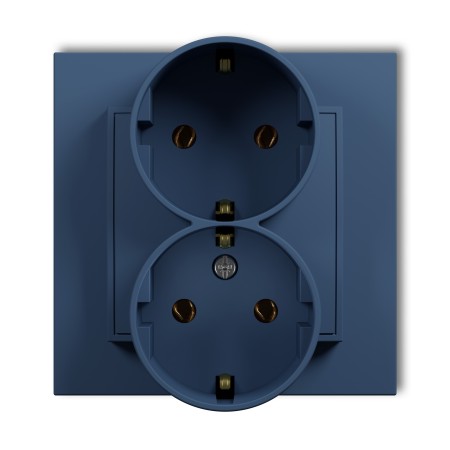 Karlik Seria Mini Gniazdo podwójne z uziemieniem SCHUKO 2x(2P+Z) (bez przesłon torów prądowych) kolor navy blue symbol 64MGP-2s
