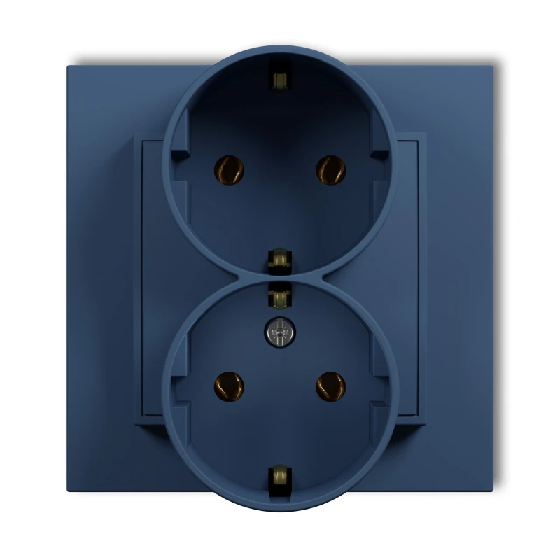 Karlik Seria Mini Gniazdo podwójne z uziemieniem SCHUKO 2x(2P+Z) (bez przesłon torów prądowych) kolor navy blue symbol 64MGP-2s