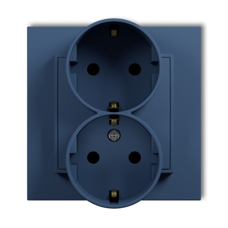 Karlik Seria Mini Gniazdo podwójne z uziemieniem SCHUKO 2x(2P+Z) (przesłony torów prądowych) kolor navy blue symbol 64MGP-2sp