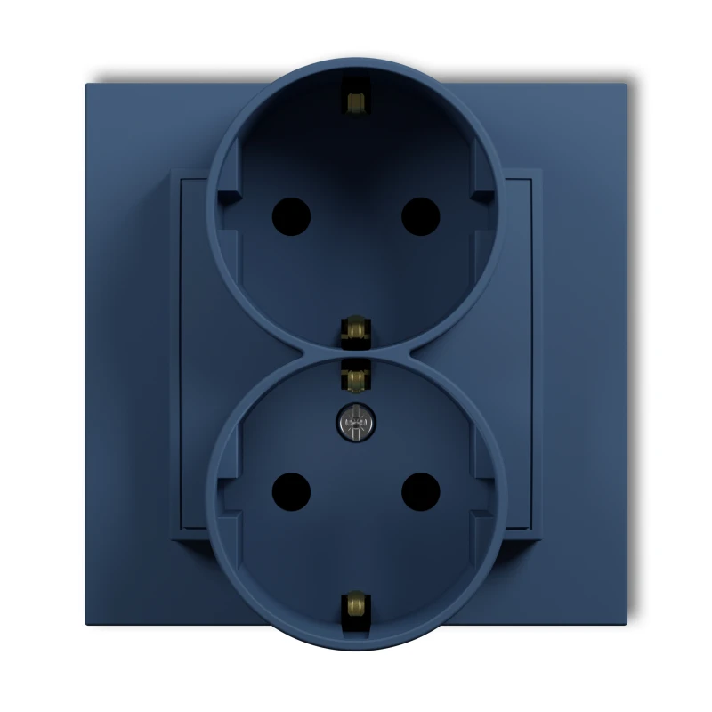Karlik Seria Mini Gniazdo podwójne z uziemieniem SCHUKO 2x(2P+Z) (przesłony torów prądowych) kolor navy blue symbol 64MGP-2sp