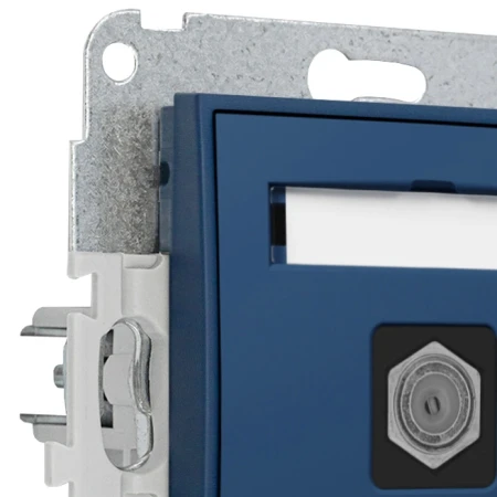 Karlik Seria Mini Mechanizm gniazda antenowego pojedynczego typu F (SAT) niklowany kolor navy blue symbol 64MGF-1
