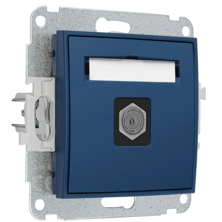 Karlik Seria Mini Mechanizm gniazda antenowego pojedynczego typu F (SAT) niklowany kolor navy blue symbol 64MGF-1