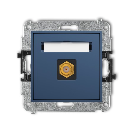 Karlik Seria Mini Mechanizm gniazda antenowego pojedynczego typu F (SAT) pozłacany kolor navy blue symbol 64MGF-1.1