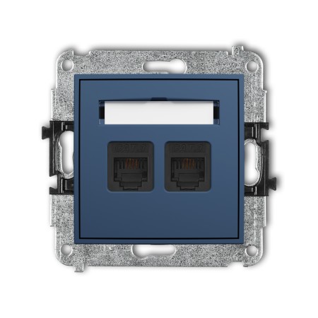 Karlik Seria Mini Mechanizm gniazda telefonicznego podwójnego 2xRJ11, 4-stykowy, beznarzędziowe kolor navy blue symbol 64MGT-2