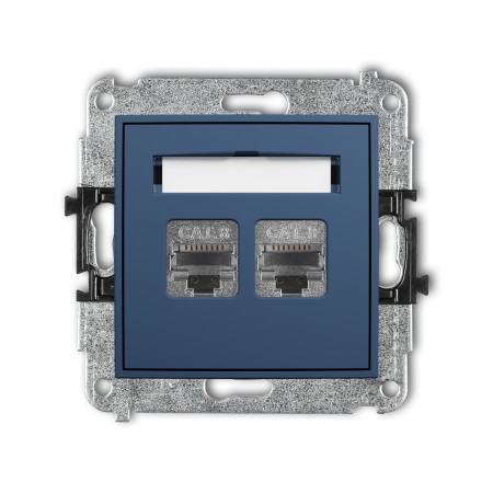 Karlik Seria Mini Mechanizm gniazda komputerowego podwójnego 2xRJ45, kat. 8, ekranowany, 8-stykowy kolor navy blue symbol 64MGK-12