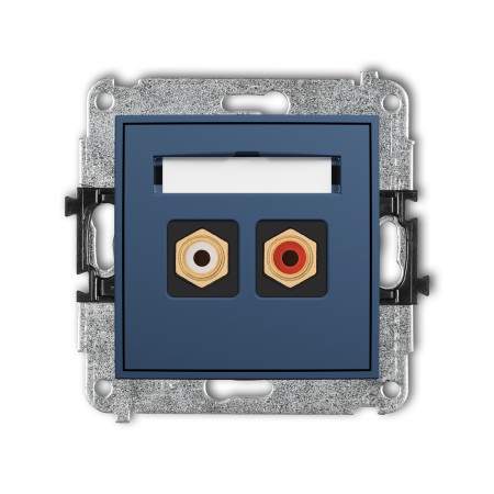 Karlik Seria Mini Mechanizm gniazda podwójnego RCA (typu cinch - biały i czerwony, pozłacany) kolor navy blue symbol 64MGRCA-2