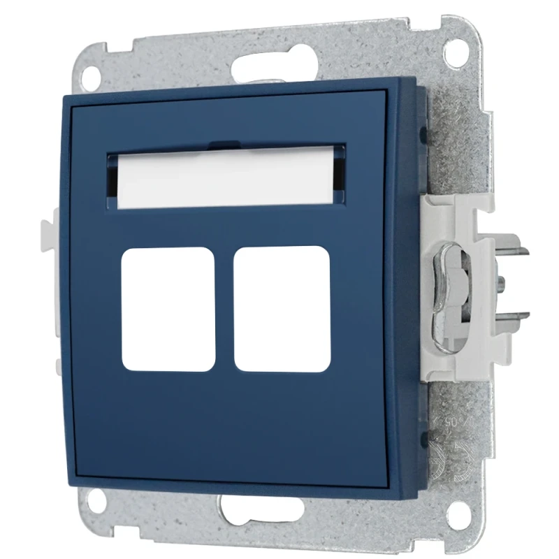 Karlik Seria Mini Mechanizm gniazda multimedialnego podwójnego bez modułu (standard Keystone) kolor navy blue symbol 64MGM-2P