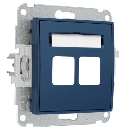 Karlik Seria Mini Mechanizm gniazda multimedialnego podwójnego bez modułu (standard Keystone) kolor navy blue symbol 64MGM-2P