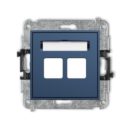 Karlik Seria Mini Mechanizm gniazda multimedialnego podwójnego bez modułu (standard Keystone) kolor navy blue symbol 64MGM-2P