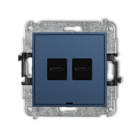 Karlik Seria Mini Mechanizm ładowarki USB podwójnej 2xUSB C, 20W max., bez pola opisowego kolor navy blue symbol 64MCUSBBO-7
