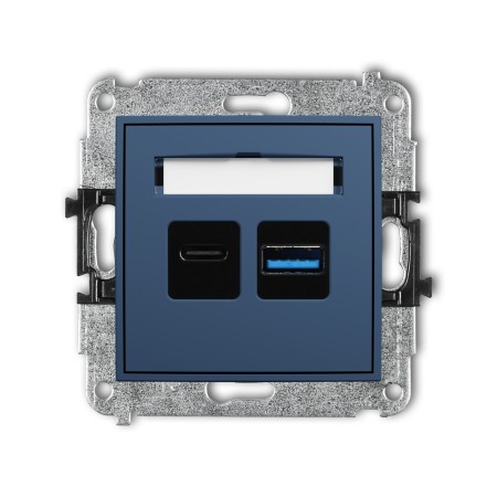 Karlik Seria Mini Mechanizm ładowarki USB podwójnej USB C + USB A, 20W max. kolor navy blue symbol 64MCUSB-8