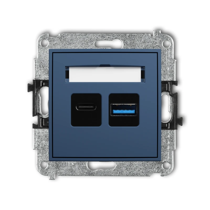 Karlik Seria Mini Mechanizm ładowarki USB podwójnej USB C + USB A, 20W max. kolor navy blue symbol 64MCUSB-8