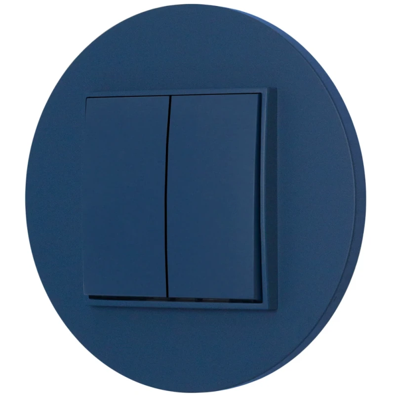 Włącznik podwójny z ramką okrągłą seria MINI kolor navy blue