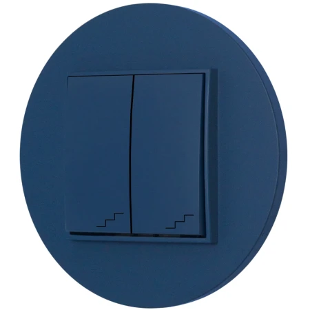 Włącznik schodowy podwójny z ramką okrągłą seria MINI kolor navy blue