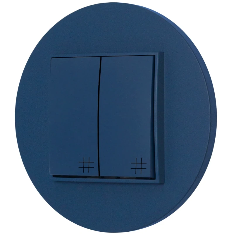 Włącznik krzyżowy podwójny z ramką okrągłą seria MINI kolor navy blue