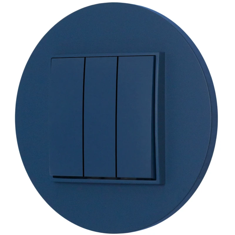 Włącznik potrójny z ramką okrągłą seria MINI kolor navy blue