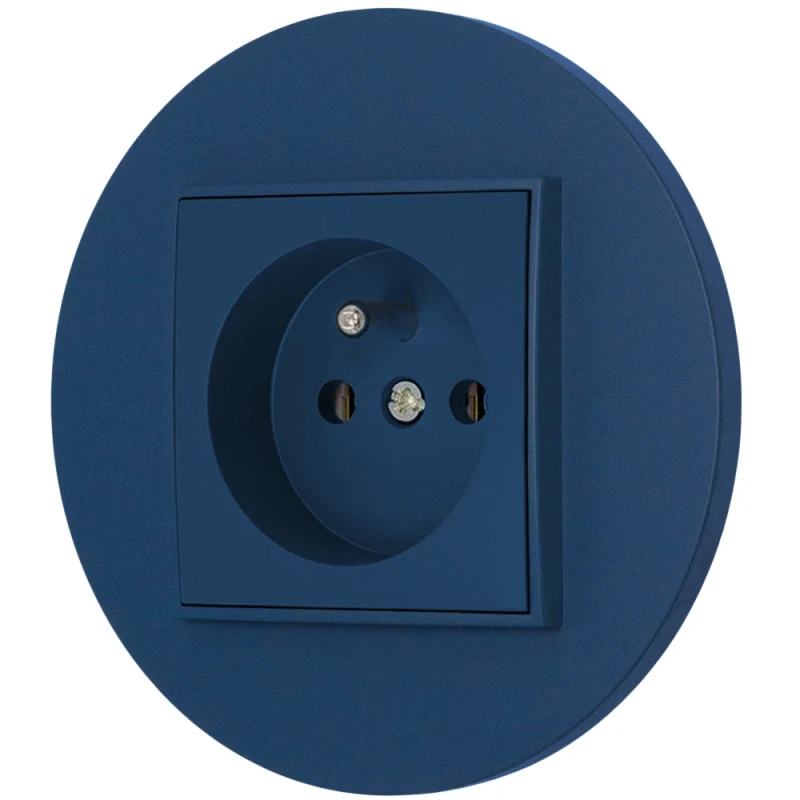 Gniazdo pojedyncze z ramką okrągłą seria MINI kolor navy blue