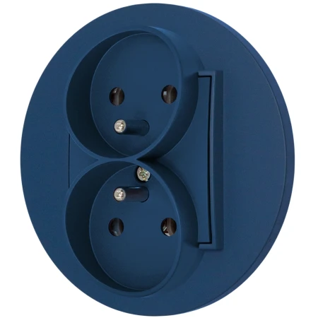 Gniazdo podwójne z ramką okrągłą seria MINI kolor navy blue