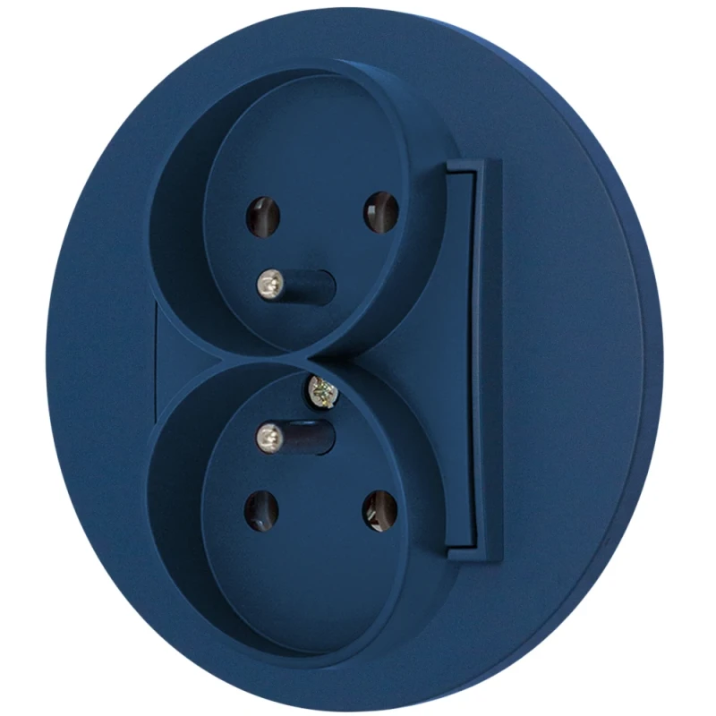 Gniazdo podwójne z ramką okrągłą seria MINI kolor navy blue