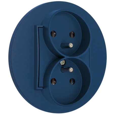 Gniazdo podwójne z ramką okrągłą seria MINI kolor navy blue