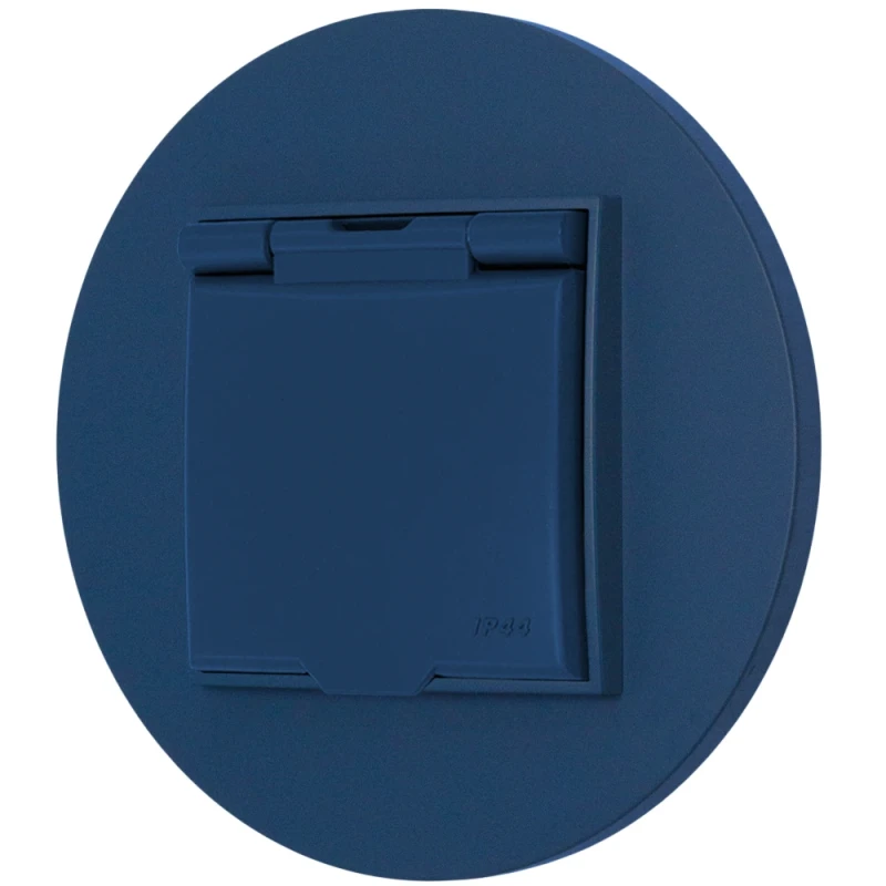 Gniazdo hermetyczne z ramką okrągłą seria MINI kolor navy blue