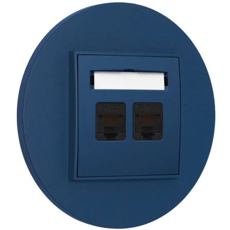 Gniazdo internetowe rj45 2x z ramką okrągłą seria MINI kolor navy blue