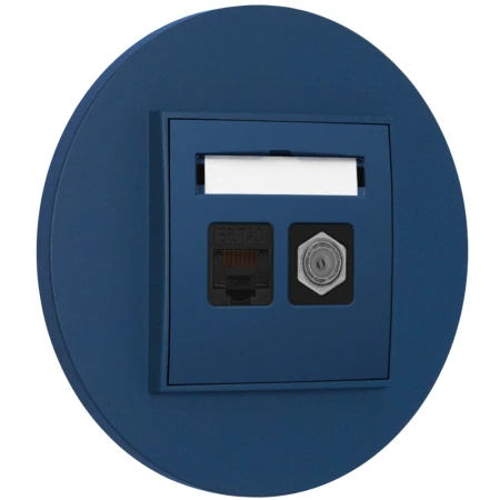 Gniazdo rj45/antenowe z ramką okrągłą seria MINI kolor navy blue