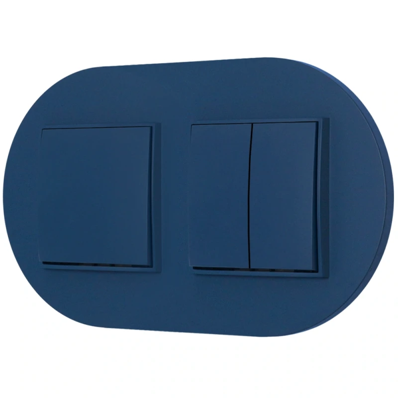 Dwa włączniki pojedynczy i podwójny z ramką okrągłą seria MINI kolor navy blue