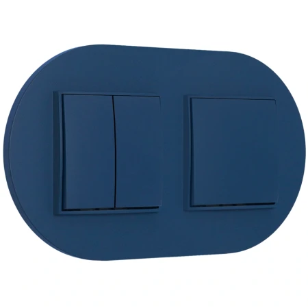 Dwa włączniki pojedynczy i podwójny z ramką okrągłą seria MINI kolor navy blue