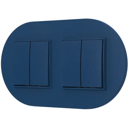 Dwa włączniki podwójne z ramką okrągłą seria MINI kolor navy blue